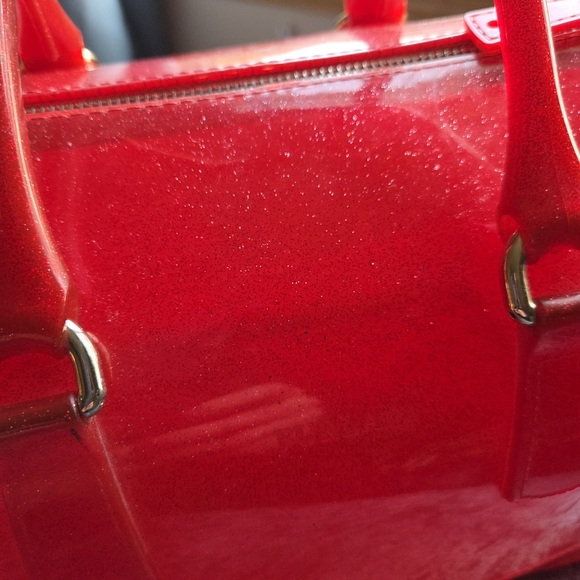 Authentic Vintage Furla Red Glitter Candy Satchel Bag - Sparkly!!! - Picture 13 of 16